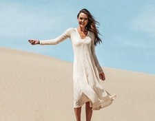 ASOS Off-White Cream Women’s Button Front Midi Dress Sz XS-S