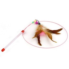 Feline Ruff Interactive Teaser Cat Wand Toy with Feathers and Pink/White