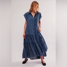 Free People Marieanne Eyelet Maxi Dress in Legion Blue sizeMedium M