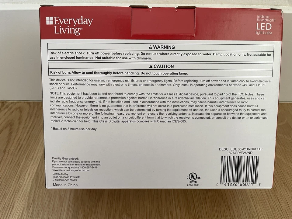 6 Pack Everyday Living 9W 65W BR30 Reflector LED Light Bulb Daylight 5000k - Image 2 of 4