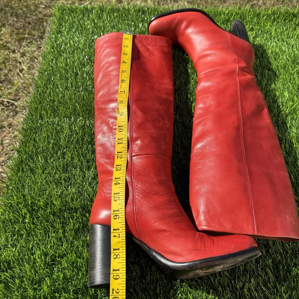 Free People Grayson Vibrante Rojo Tacón Nnee - Botas Altas Talla 37 o 6.5-7 Foto 3 de 4