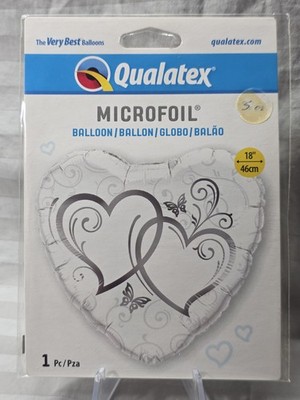 Qualatex Silver Hearts Butterfly Foil Mylar Heart Balloon Love