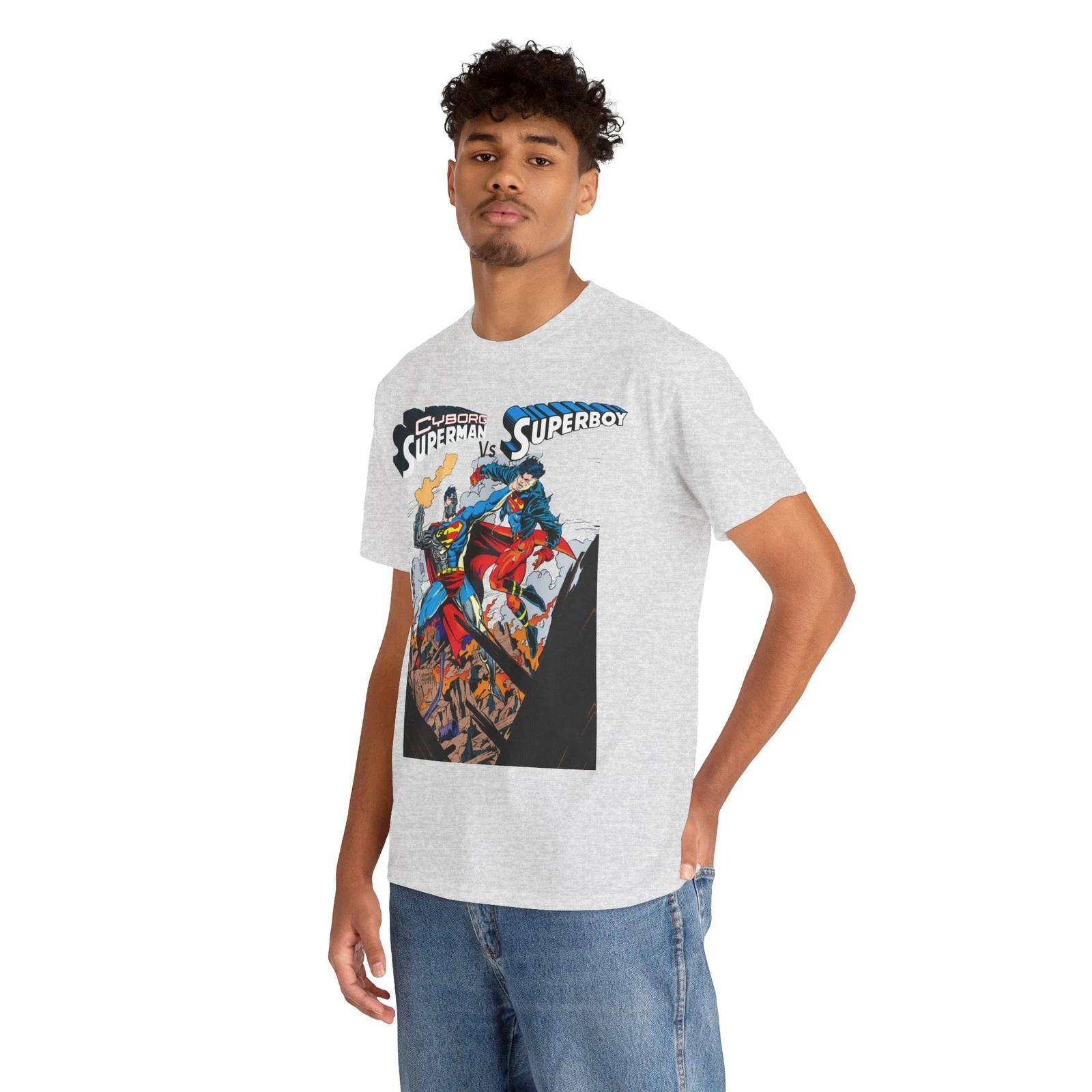 Cyborg Superman Vs Superboy T-Shirt - Tom Grummett Art - DC Comics