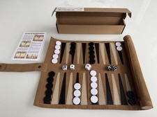 Backgammon Set - Roll-Up Travel Set - Genuine Leather - NEW