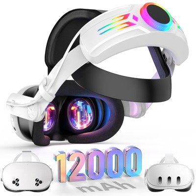RGB Head Strap with Battery for Meta Quest 3, 12000mAh, 8H Playtime