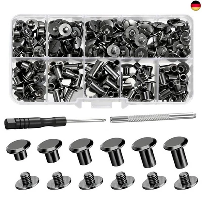 GOLXUWO 120 Sets Buchschrauben Chicago Binding Schrauben M5x4/5/6/8/10/12mm Hohlnieten
