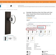 Nostalgic Warehouse New York Plate with Oval Crystal Glass Knob, Double Dummy