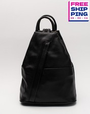 UVP115€ TOSKANA LEDER genarbtes Leder Rucksack schwarz wandelbarer Riemen Reißverschluss