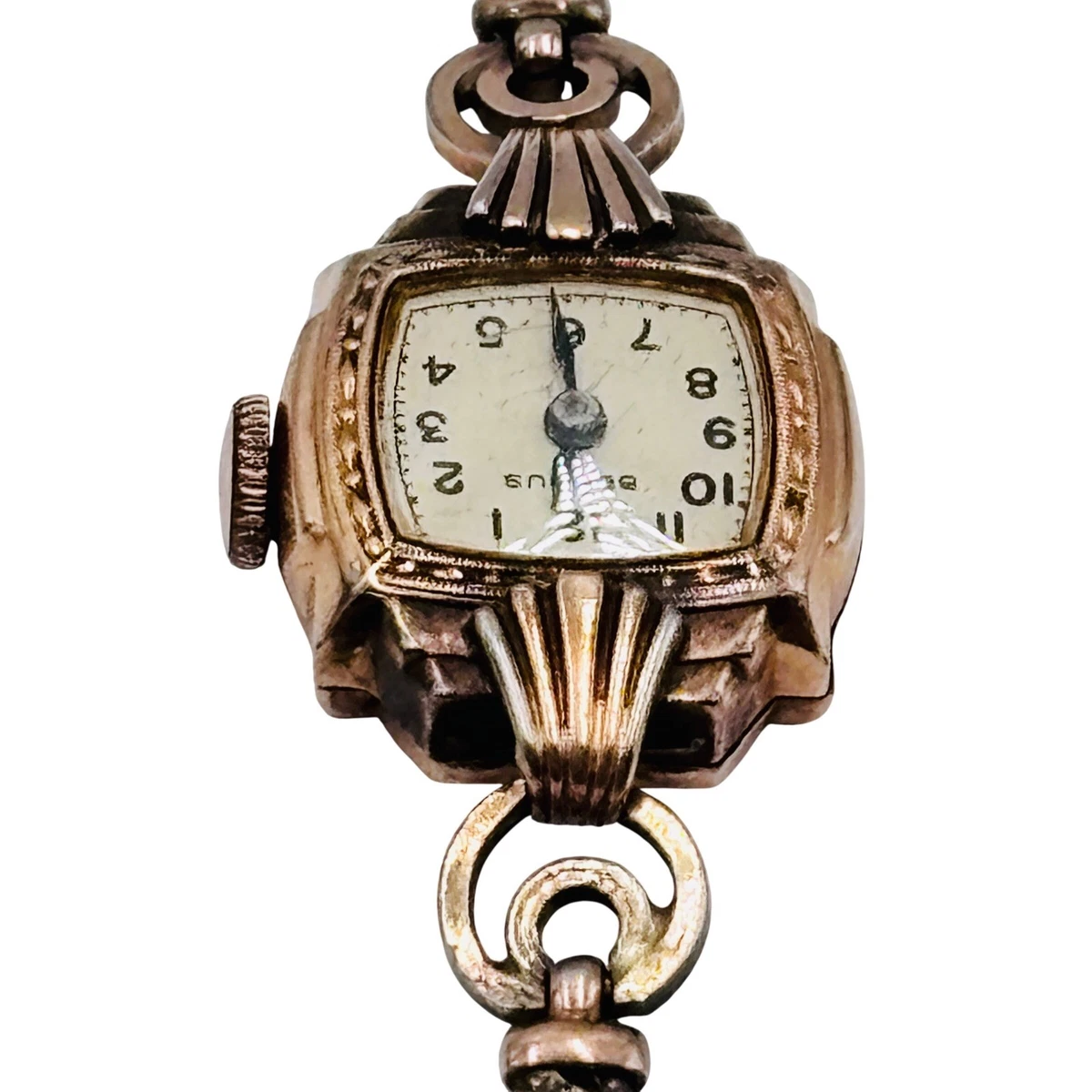 AS IS Vintage Benrus 10K Gold Filled Art Deco Cocktail Watch Square Dial 466453 BENRUS Mens Art Deco Style Tank Watch. 10K Gold Filled 17  main image 4
