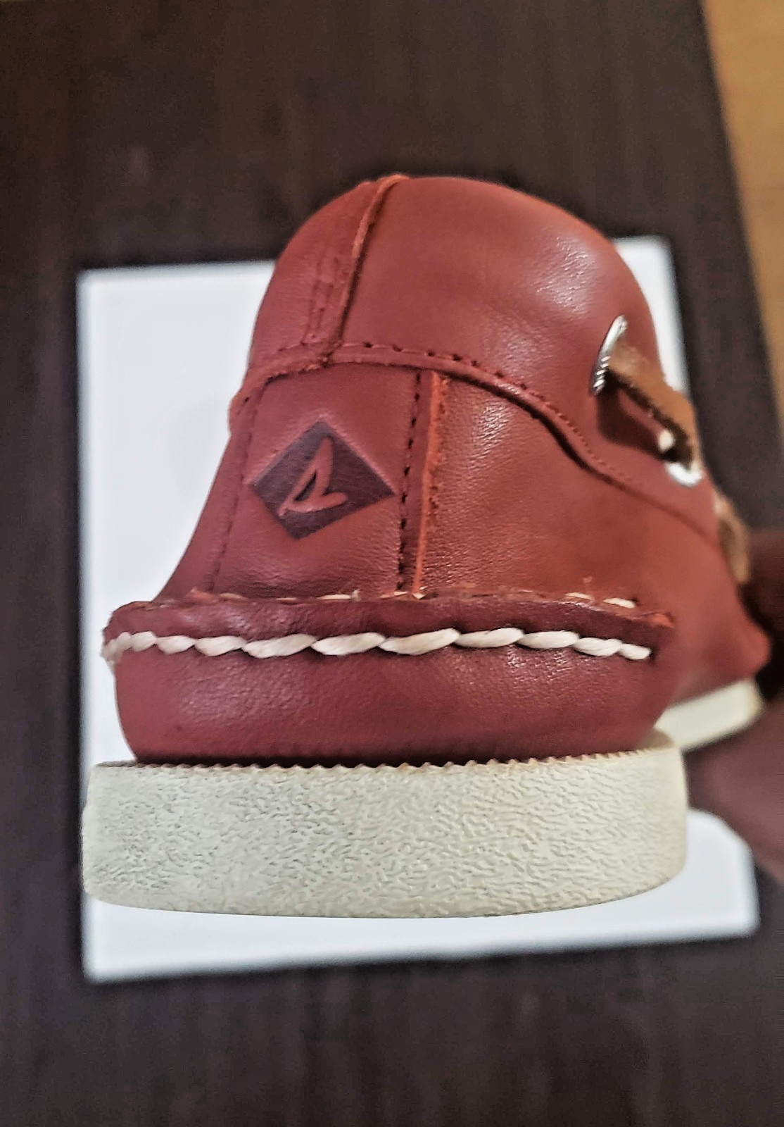 NIB Sperry Top Sider Mens Original 2-Eye Whisper RED Boat Shoe Leather 9.5 M