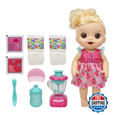 Baby Alive Magical Mixer Baby Doll, Strawberry Shake, Toy Blender, Blonde Hair,