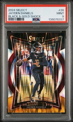 2024 PANINI SELECT BLACK & GOLD SHOCK #26 JAYDEN DANIELS ROOKIE RC PSA 9