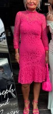 Boohoo Bright Lace  Hot Pink Special Occasion Wedding Races Dress Size 8