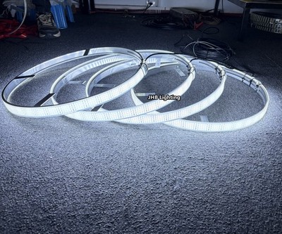 Set 4pcs 17.5''QUAD ROW RURE WHITE Strobes LED Wheel Ring Lights for Car Trucks