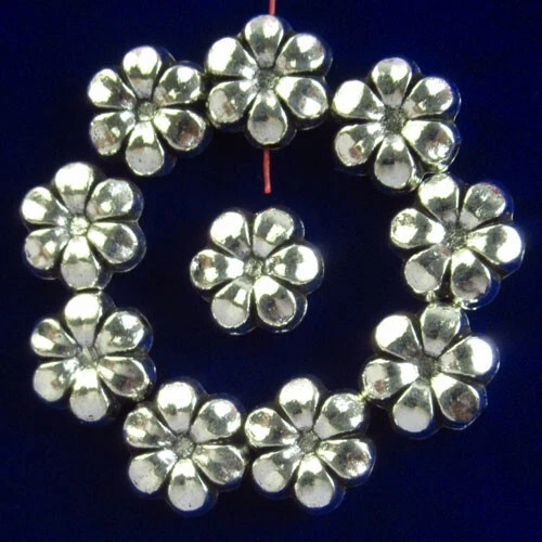 15Pcs Tibetan silver Flower Pendant Bead 10x4mm FSH12199