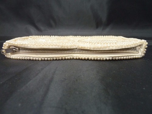 Vintage Silvercraft Hand Made Satin Beaded Clutch Coin Purse Bag w zipper. Japan - Picture 3 of 9