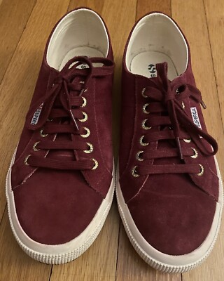 SUPERGA 2750 SUEU Sneakers Low Top Crimson Suede Women s Sz 8.5 Euro 39.5