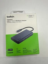 Belkin USB C Hub 4-in-1 Multi-Port Laptop Dock with 4K HDMI 100W PD for Mac PC