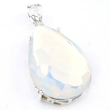 Dazzling Xmas Gift Drop Rainbow Moonstone Gems Silver Charming Necklace Pendants