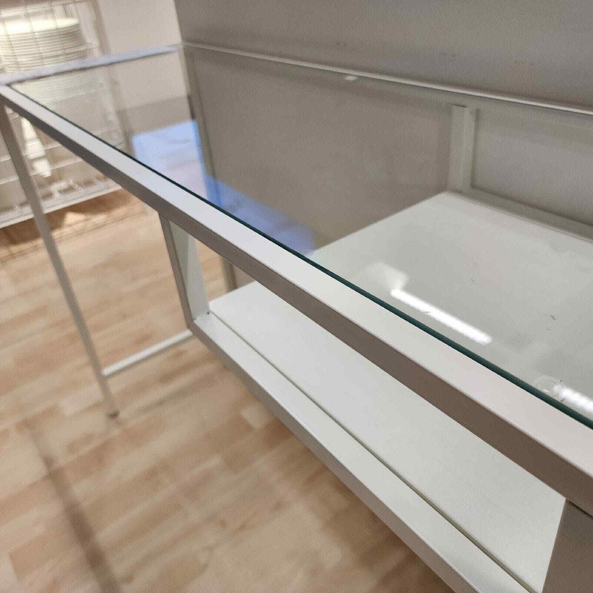 IKEA VITTSJO Laptop table, white/glass 39 3/8x14 1/8