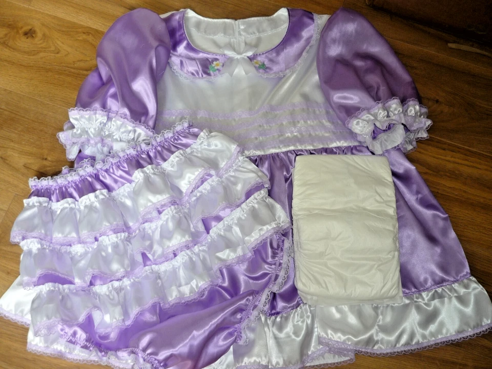 ADULT BABY SHORT SISSY SATIN DRESS   with  PANTIES  play dress  — 第 2/4 张图片
