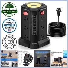 Surge Protector Power Strip Tower with USB Night Light 12 Outlets 10FT Cord