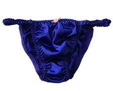 Royal Blue Satin Panties Sissy Tanga Knickers Underwear Briefs Sizes 10 - 20