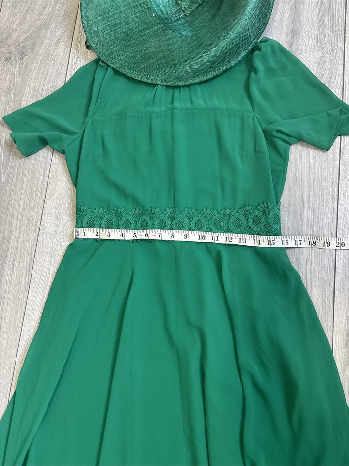HOBBS CRESSIDA FIT AND FLARE DRESS MEADOW GREEN SIZE UK 12 COME