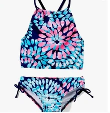 Kanu Surf Girls' Daisy Beach Sport Halter Tankini 2-Piece Swimsuit Size 10 2142