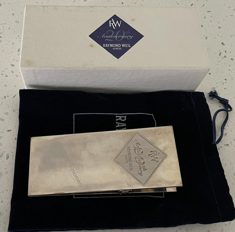 RAYMOND WIL GENEVE 20 ANIVERSARIO CLIP DE PAPEL GIGANTE PLATEADO EN UNA BOLSA PROTECTORA Foto 4 de 4
