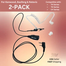 2x Walkie Talkie Police Security Earpiece for Baofeng Retevis 2-Pin UV-8R RT-5R