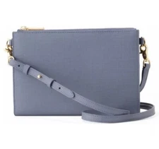 DAGNE DOVER Essentials Coated Canvas Clutch Wallet Crossbody Bag Ash Blue