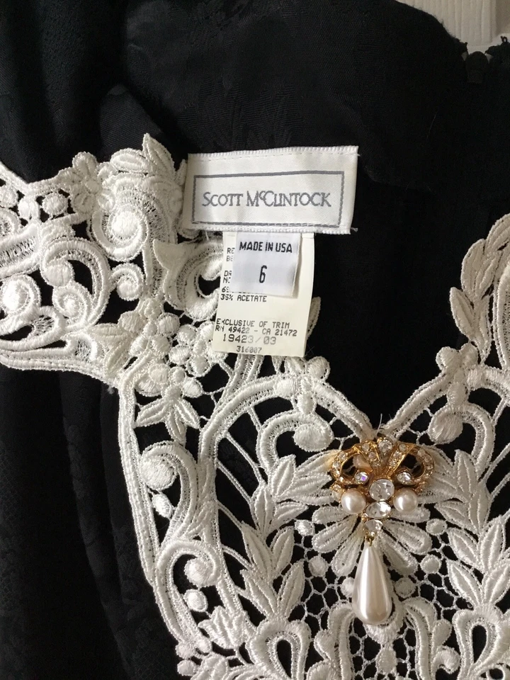 Broche Joya Blanco Negro Talla 6 Scott Jessica McClintock Raro De Colección - Extraíble Foto 4 de 4