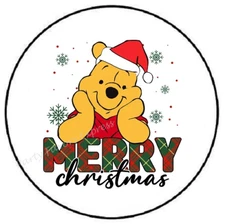 MERRY CHRISTMAS POOH ENVELOPE SEALS LABELS STICKERS PARTY FAVORS