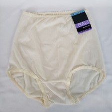 Bali Skimp Skamp Brief Panties Small 5 Beige Nylon Granny High Rise 2633 NWT
