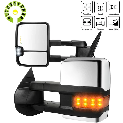 Pair Heated Tow Mirrors for 2007-2013 Sierra Chevy Silverado 1500 2500HD 3500HD