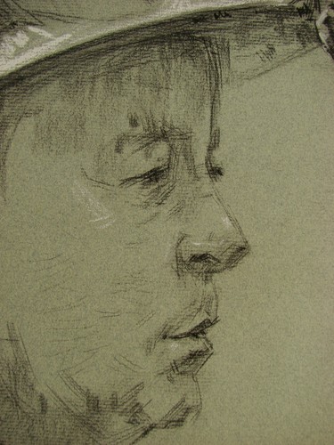 Ukrainian Soviet USSR charcoal drawing realism Portrait working man steelmaker - Picture 4 of 8
