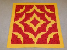 New Handmade WALL QUILT Table Top Art RED YELLOW 37x37" GORGEOUS