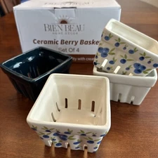 Farmhouse Ceramic Blueberry Pattern Basket,Colander,Farmers Market,Kitchen Decor