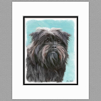 Affenpincher Dog Original Art Print 8x10 Matted to 11x14