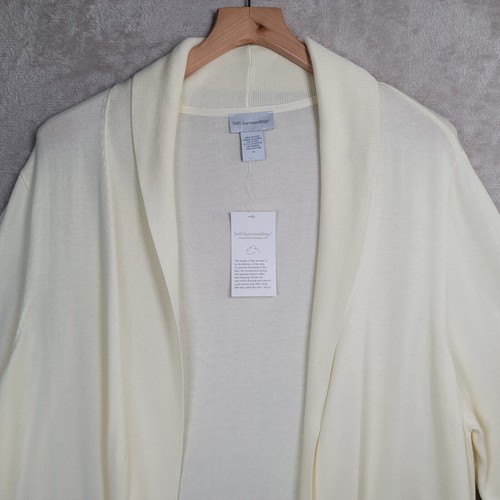 Soft Surroundings Cardigan Duster Womens Sz Plus 3X Ivory Pockets Long Sleeve - 第 4/17 張圖片
