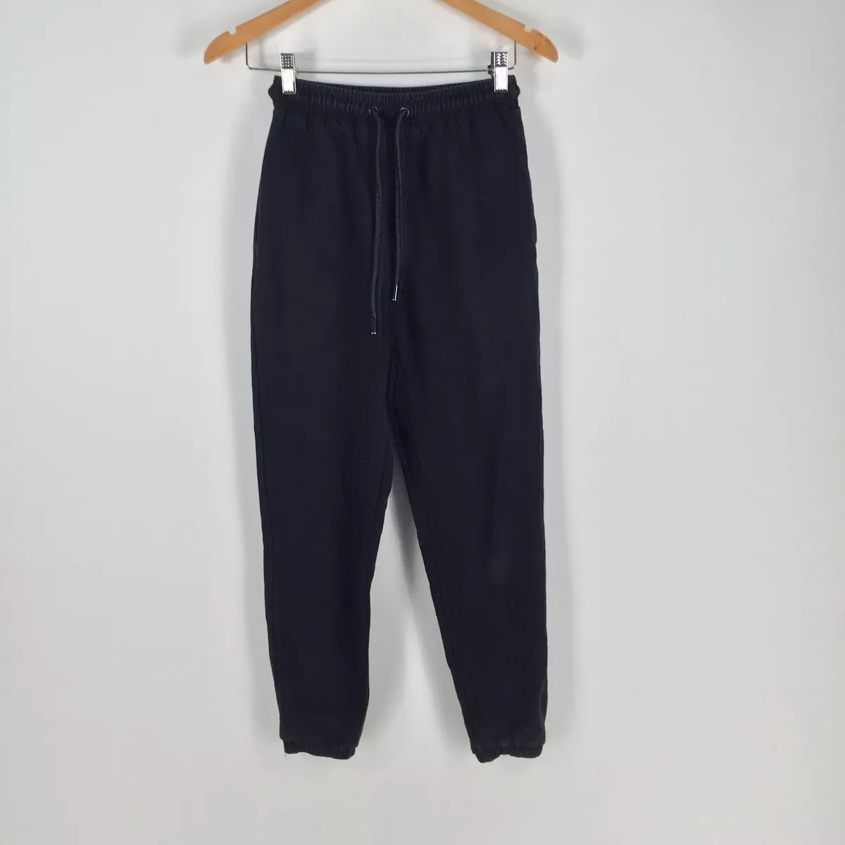 Meshki womens sweat pants jogger size XS black tapered stretch cotton 052146