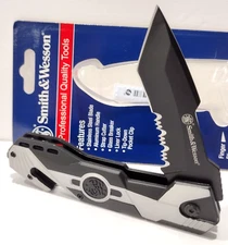 Smith & Wesson Black Serrated Tanto Blade Tactical Rescue Folding Pocket Knife