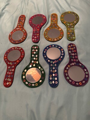 Handmade Decorative Hand Mirror with Handle - New Cute Cosmetic Makeup Mirror 