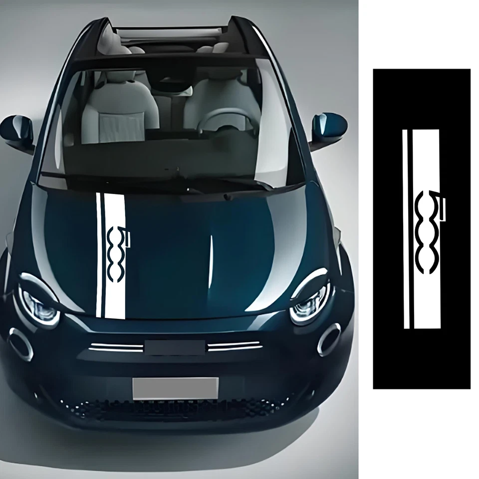 Calcomanía de vinilo multicolor con gráficos a rayas de 1 pieza para capó del motor del coche Fiat 500 Foto 2 de 4