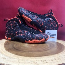 Nike Little Posite One Foamposite Lava Black Orange 644791-010 Size 5.5y Penny