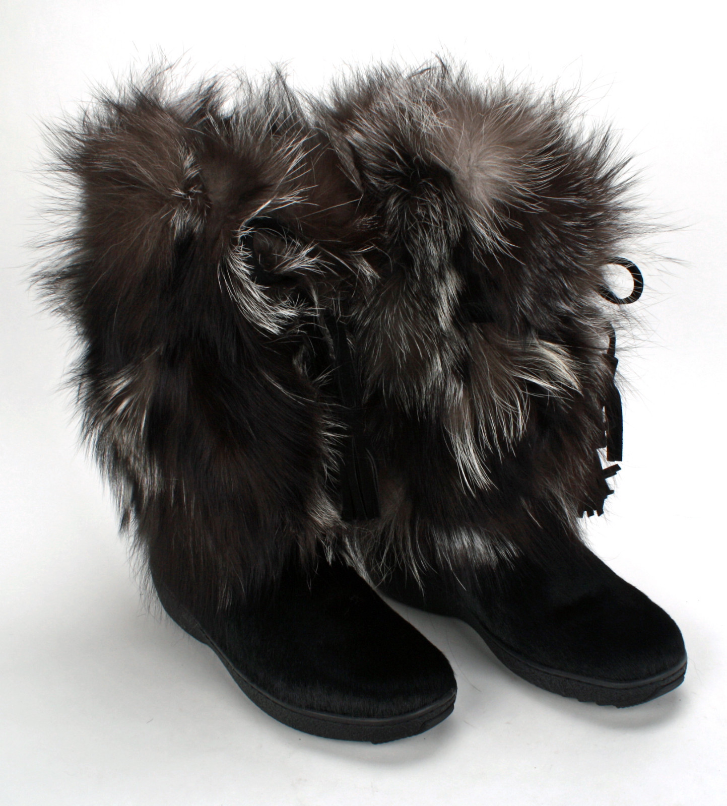 Pajar Canada Fox Trot Women's Boot Black/Silver w/Fox Fur & Leather Sz 9 - 9 1/2 Pajar Canada Fox Trot Women's Boot Black/Silver w/Fox Fur & Leather Sz 9 - 9 1/2