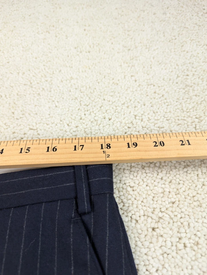 Pantalones de franela de lana Ralph Lauren para hombre 36x30 azul tiza rayas ajustados azul marino Foto 3 de 4