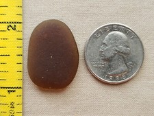 GENUINE BEACH SEA GLASS SURF TUMBLED CHOCO BROWN HONEY FROSTED PENDANT N8