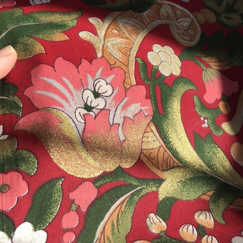 "Tela para cortinas de tapicería floral roja con acabado dorado 4 yardas de ancho 44""" - Imagen 3 de 7